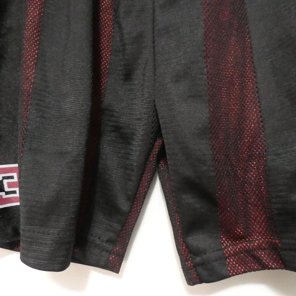 CHAMPIONSHIP GOLD | size 7 | Black and Burgundy Striped Basketball Shorts - Picture 7 of 14